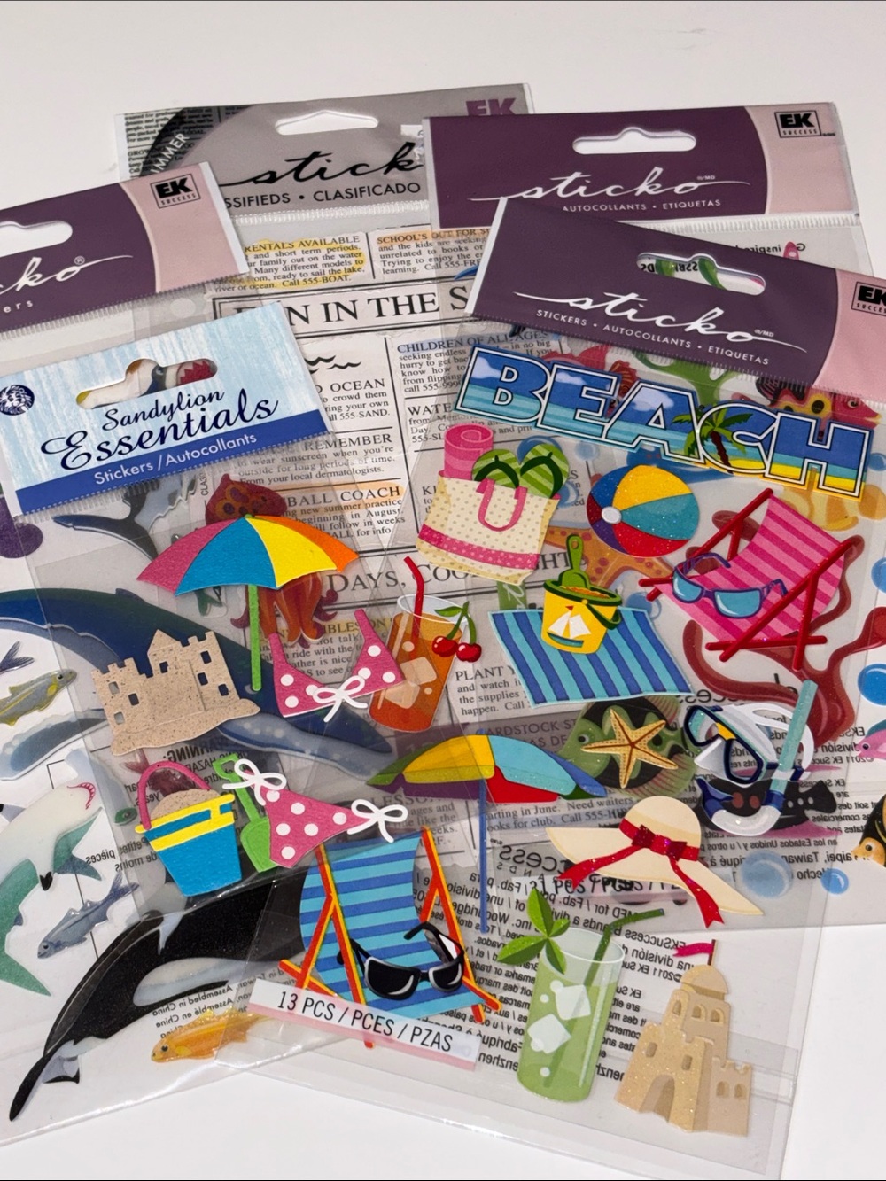Beach-Themed Kids Sticker Pack - Multi Color by